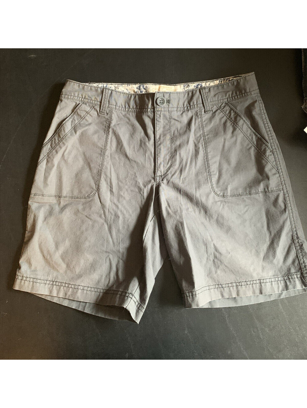 Eddie Bauer Ripstop Cotton Cargo Shorts Gray Flat Front Pockets 16